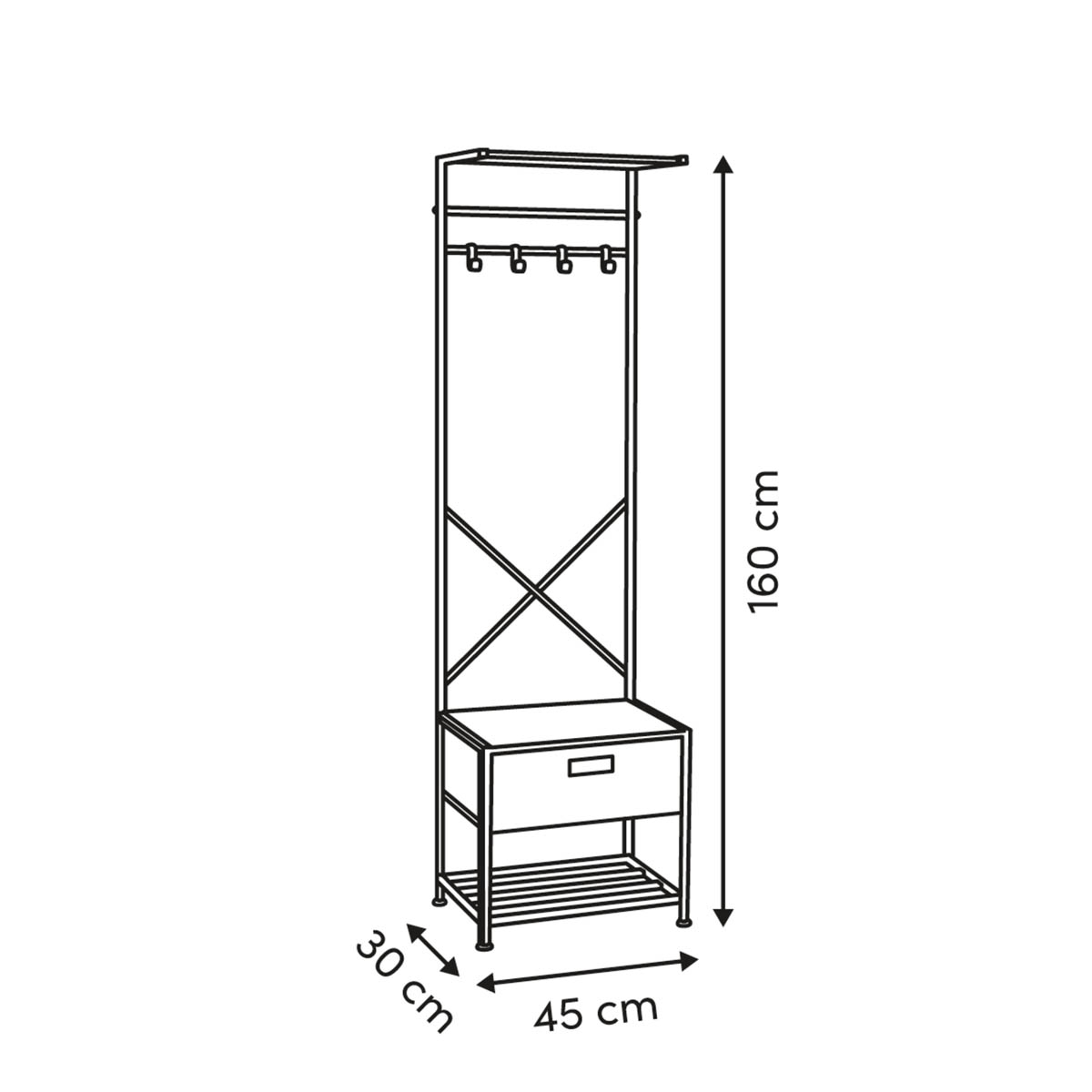 Έπιπλο Εισόδου (45X30X160) F-V Tissa D Grey 212723A Home Έπιπλα Spitishop