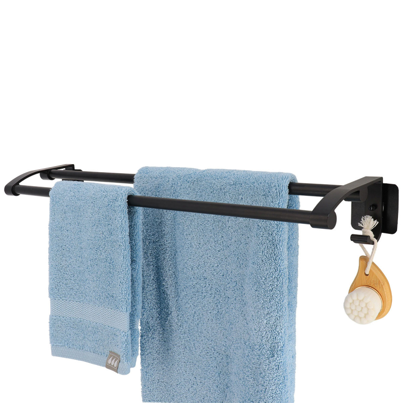 Ραφιέρα Μπάνιου Με Κρεμάστρα Για Πετσέτες T-D Black 91073108