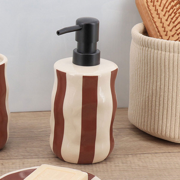 Dispenser Μπάνιου 350ml (Φ8.1x18.5) T-D Stripped Mocha