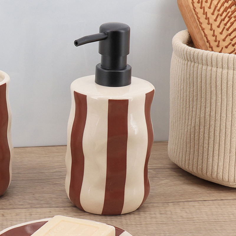 Dispenser Μπάνιου 350ml (Φ8.1x18.5) T-D Stripped Mocha