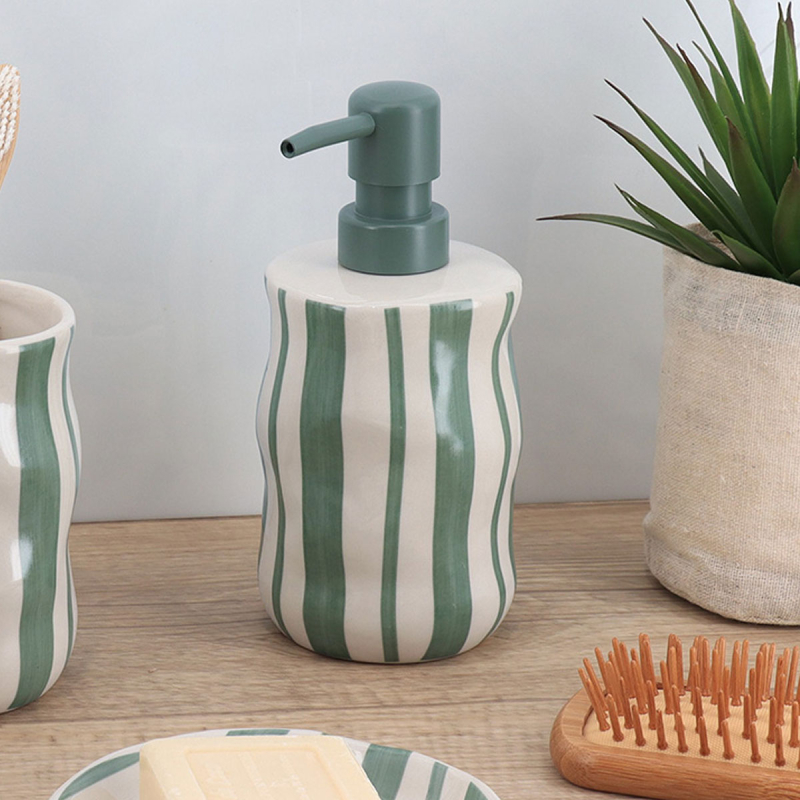 Dispenser Μπάνιου 350ml (Φ8.1x18.5) T-D Stripped Sage Green 62192144