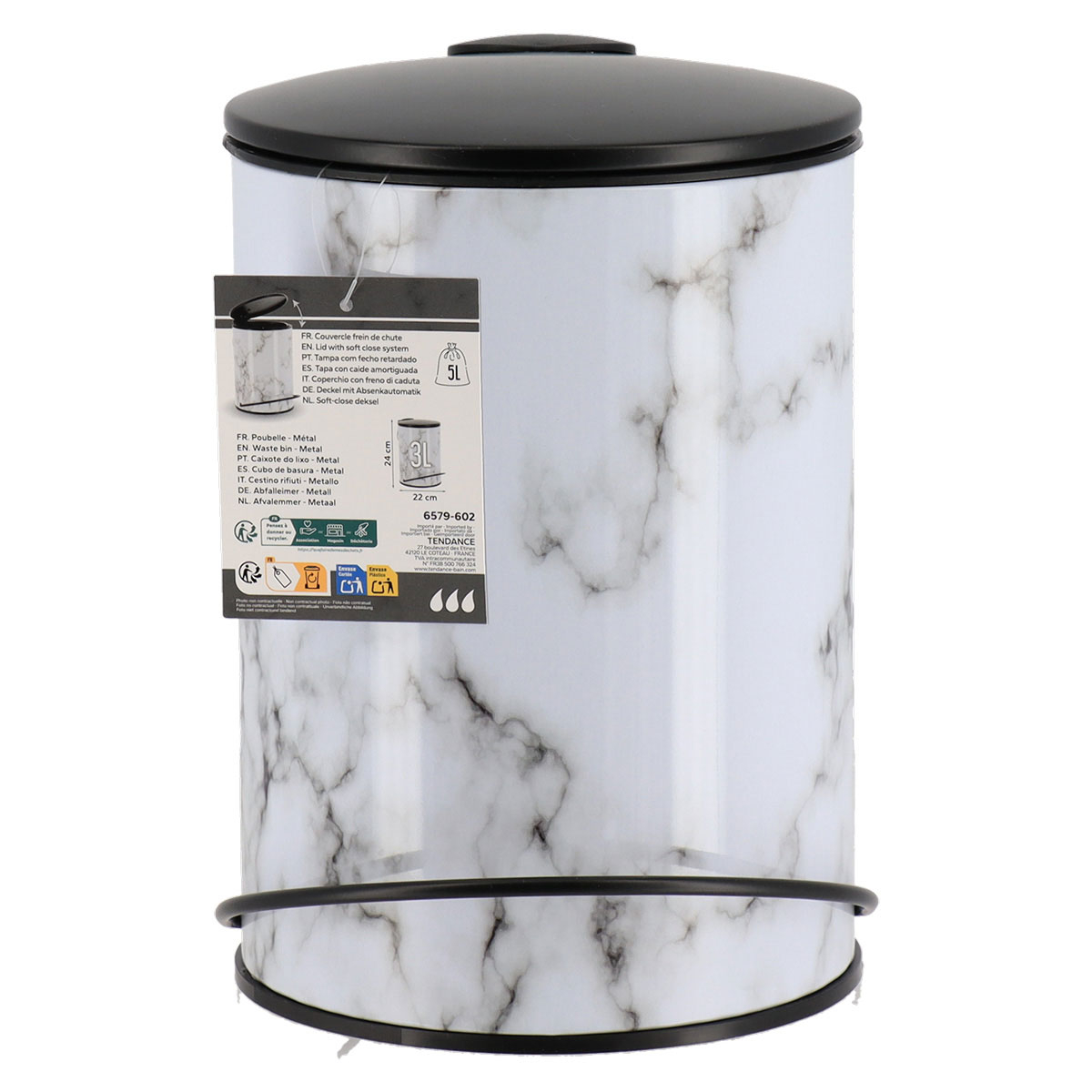 Κάδος Απορριμμάτων Μπάνιου (Φ17X24) T-D 3Lt Black 6579602 Home Μπάνιο Αξεσουάρ Κάδοι Spitishop