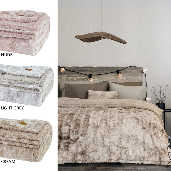 Κουβέρτα Fleece Υπέρδιπλη Με Γουνάκι (220x240) Nima Cloud