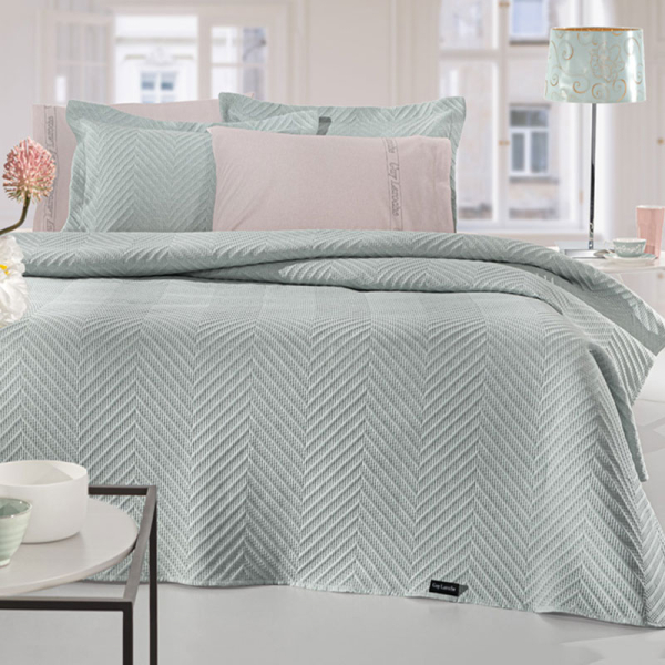 Κουβερλί Υπέρδιπλο (220x240) + Διακοσμητική Μαξιλαροθήκη Guy Laroche Hamptons Mint