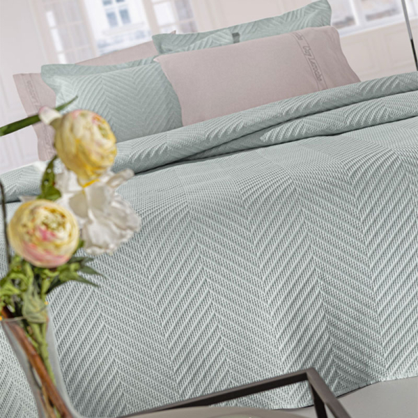 Κουβερλί Υπέρδιπλο (220x240) + Διακοσμητική Μαξιλαροθήκη Guy Laroche Hamptons Mint