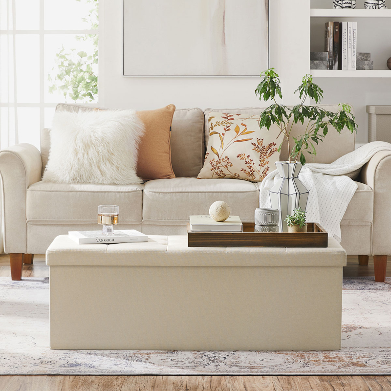 Ταμπουρέ Με Αποθηκευτικό Χώρο (110x38x38) Songmics LSF77BEV2