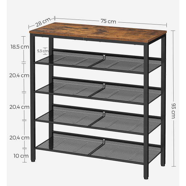 Κονσόλα Εισόδου - Παπουτσοθήκη 16 Θέσεων (75x30x93) Vasagle LBS038KD02