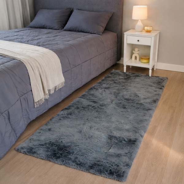 Χαλιά Κρεβατοκάμαρας Γούνινα (Σετ 3τμχ) Ravelia Fluffy Dark Grey