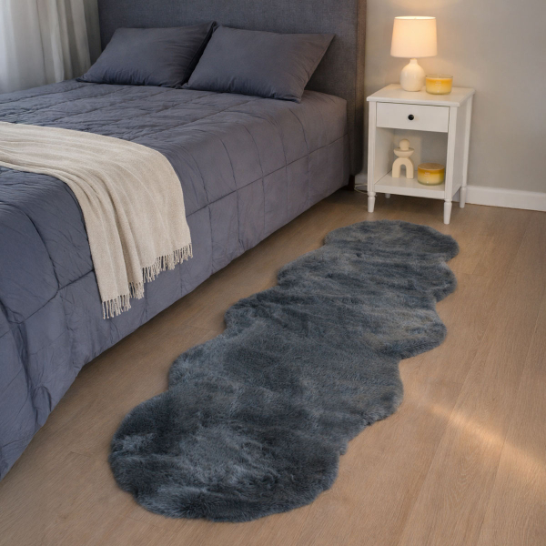 Xαλί Διαδρόμου Γούνινο (60x180) Ravelia Fluffy Dark Grey Animal Shape