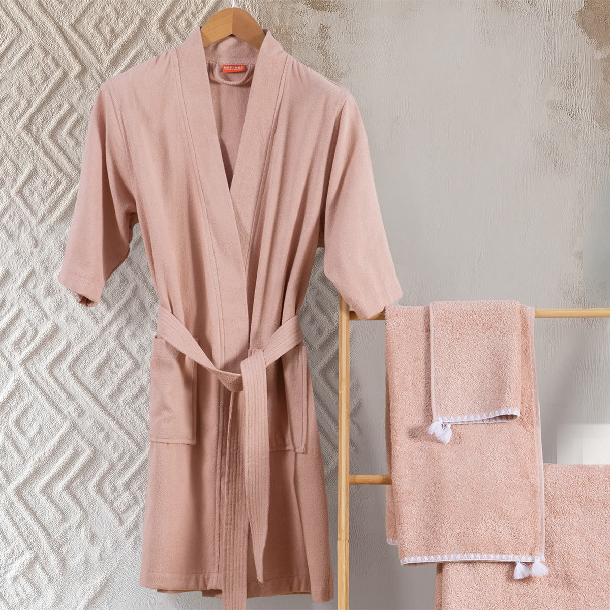 Μπουρνούζι Μίνι Nef-Nef Homeware Serenity Morena Pink Medium Home Λευκά Είδη Μπάνιου Μπουρνούζια Spitishop