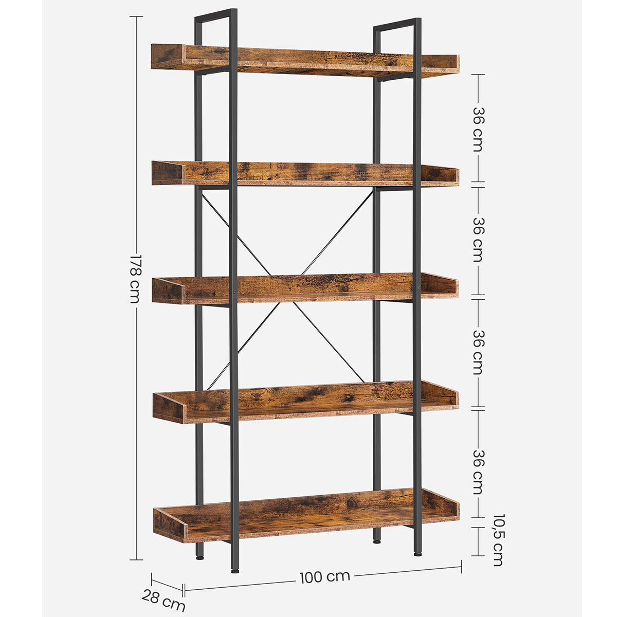 Ραφιέρα Δαπέδου 5 Θέσεων (100X28X178) Vasagle Lls110Kd01 Home Έπιπλα Βιβλιοθήκες - Ραφιέρες Spitishop