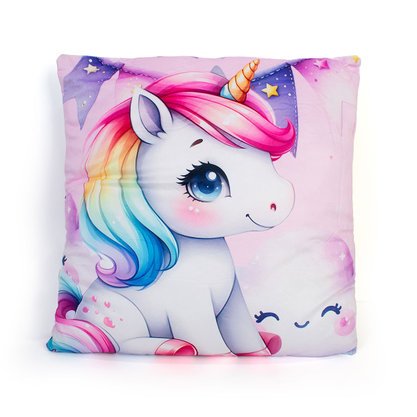 Διακοσμητικό Μαξιλάρι Βελουτέ 2 Όψεων (38x38) Dimcol Unicorn 10
