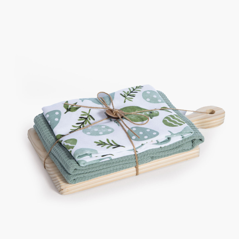 Πασχαλινά Ποτηρόπανα Με Ξύλο Κοπής (Σετ 3τμχ) Nef Nef Homeware Birdy