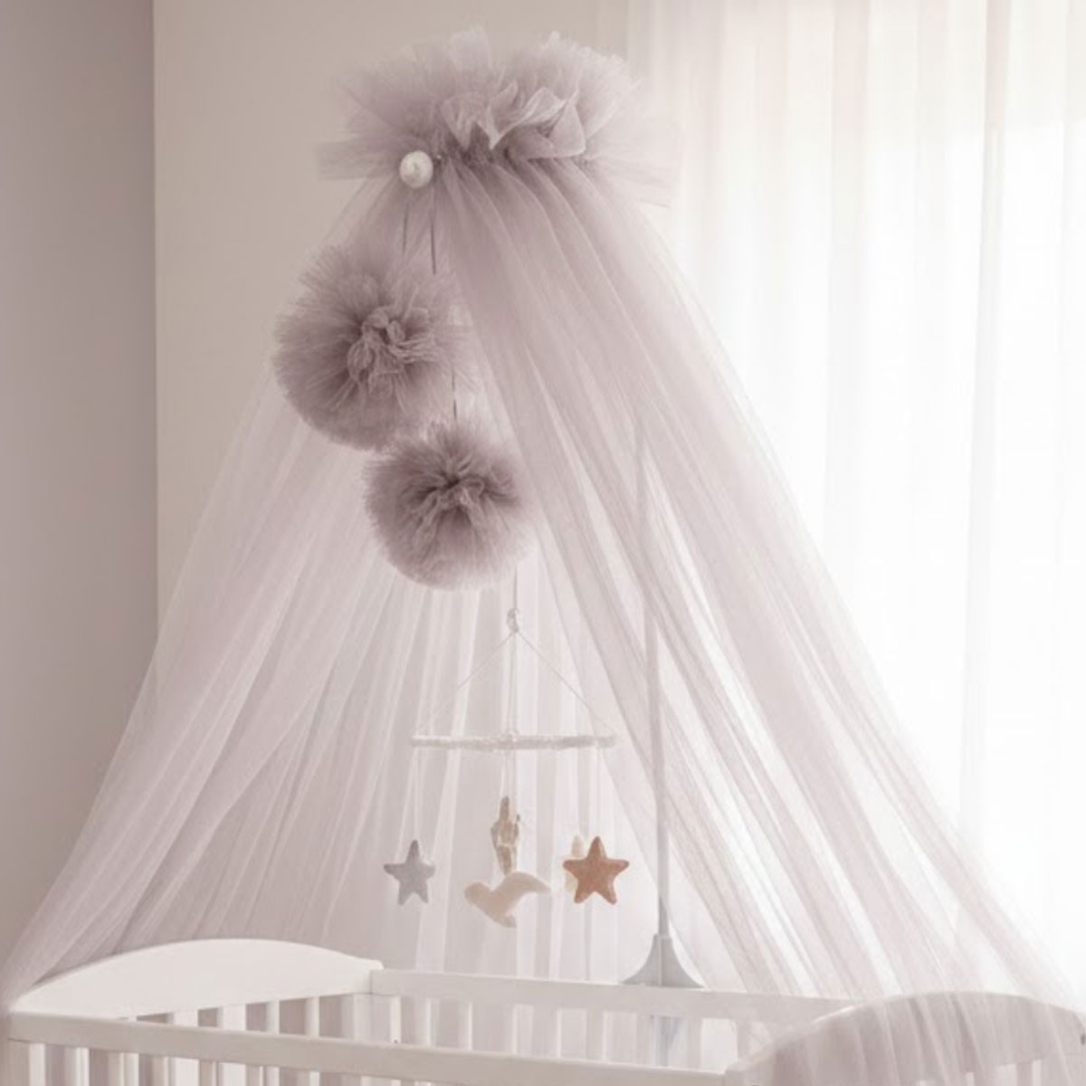 Διακοσμητικά Pom Pom Για Κουνουπιέρα Abo Grey