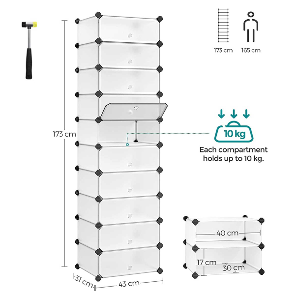 Κουτιά Αποθήκευσης - Παπουτσοθήκη 10τμχ Songmics LPC010WZ01