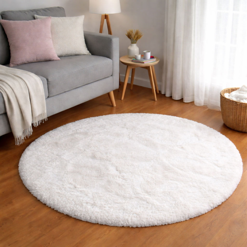 Στρογγυλό Xαλί Γούνινο (Φ100) Ravelia Fluffy Cream