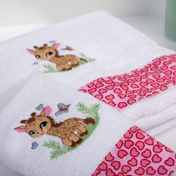 Παιδικές Πετσέτες (Σετ 2τμχ) Dimcol Giraffe 172 White-Pink