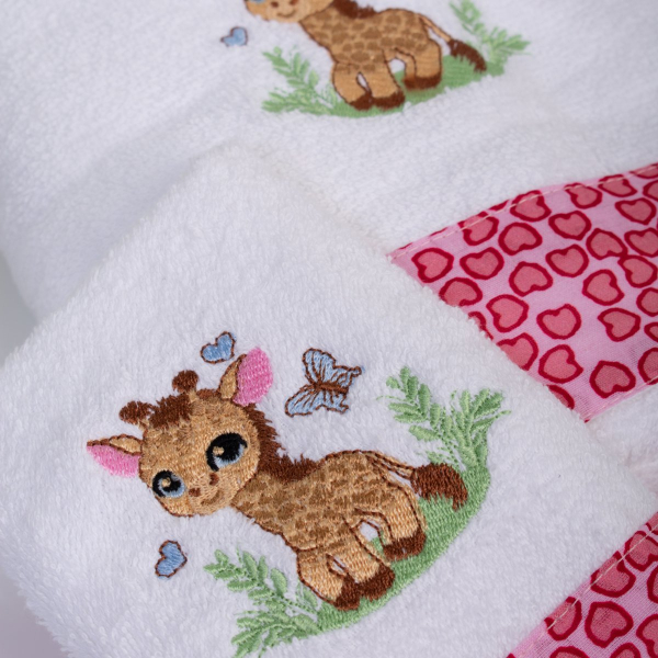 Παιδικές Πετσέτες (Σετ 2τμχ) Dimcol Giraffe 172 White-Pink