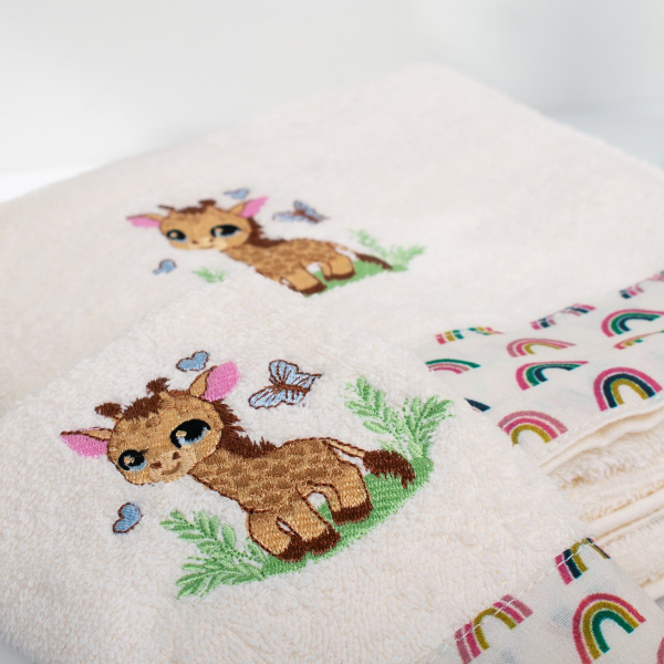 Παιδικές Πετσέτες (Σετ 2τμχ) Dimcol Giraffe 173 Ecru-Multi