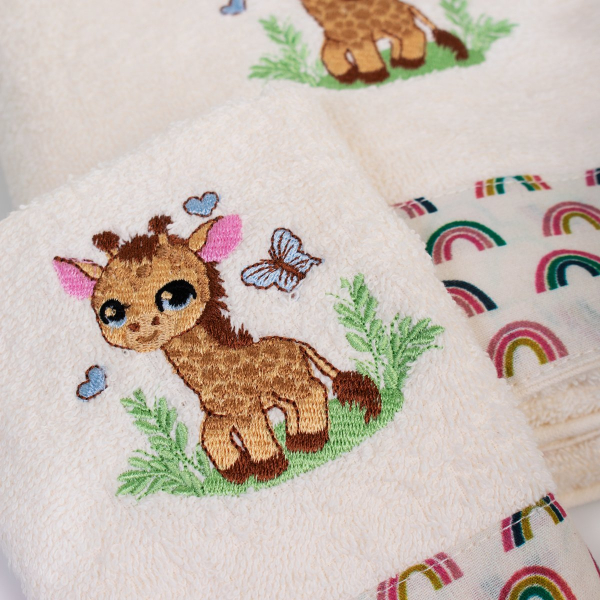 Παιδικές Πετσέτες (Σετ 2τμχ) Dimcol Giraffe 173 Ecru-Multi