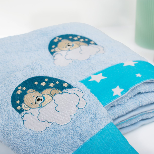 Παιδικές Πετσέτες (Σετ 2τμχ) Dimcol Cloudy Bear 175 Sky Blue