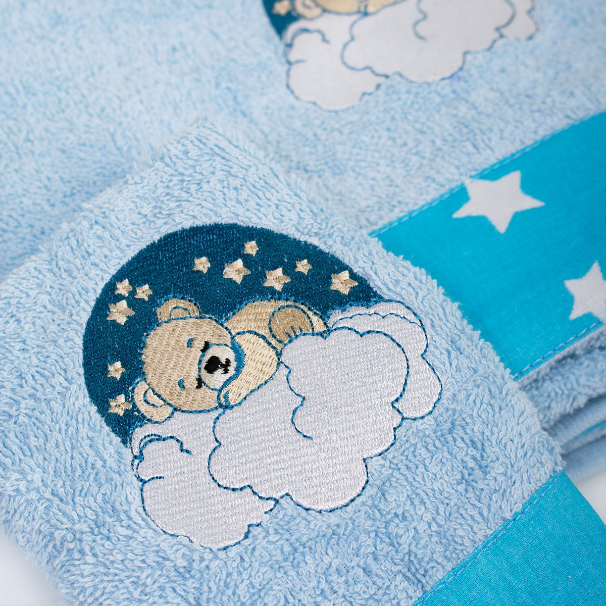 Παιδικές Πετσέτες (Σετ 2Τμχ) Dimcol Cloudy Bear 175 Sky Blue Home Βρεφικά Προίκα Μωρού - Βρεφικές Spitishop