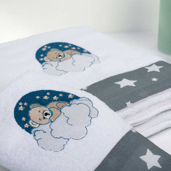 Παιδικές Πετσέτες (Σετ 2τμχ) Dimcol Cloudy Bear 176 White-Grey