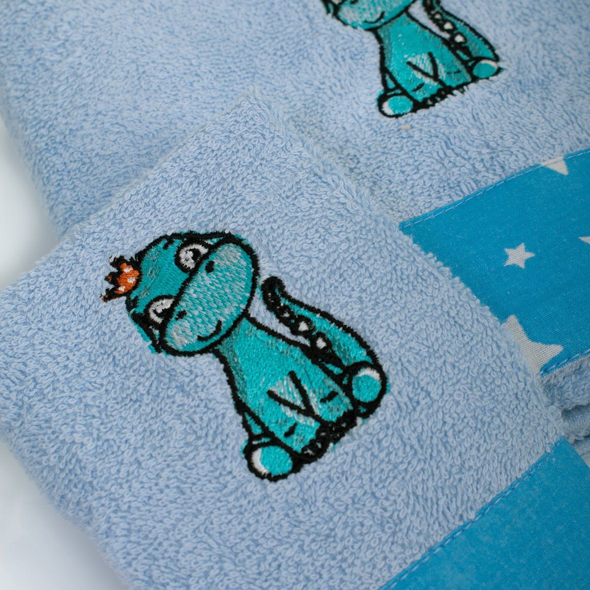 Παιδικές Πετσέτες (Σετ 2Τμχ) Dimcol Dinosaur 179 Sky Blue Home Βρεφικά Προίκα Μωρού - Βρεφικές Spitishop