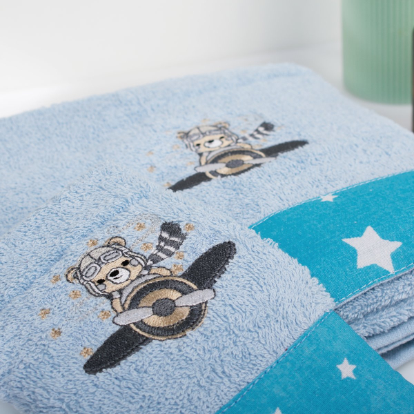 Παιδικές Πετσέτες (Σετ 2τμχ) Dimcol Aviator 183 Sky Blue