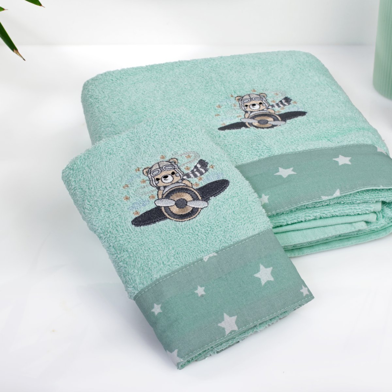 Βρεφικές Πετσέτες (Σετ 2τμχ) Dimcol Aviator 186 Mint