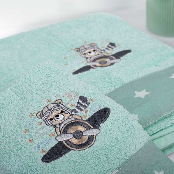 Βρεφικές Πετσέτες (Σετ 2τμχ) Dimcol Aviator 186 Mint