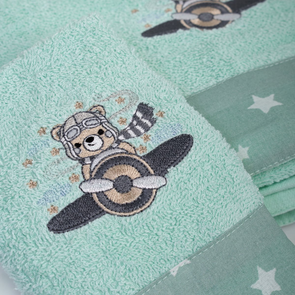Βρεφικές Πετσέτες (Σετ 2τμχ) Dimcol Aviator 186 Mint