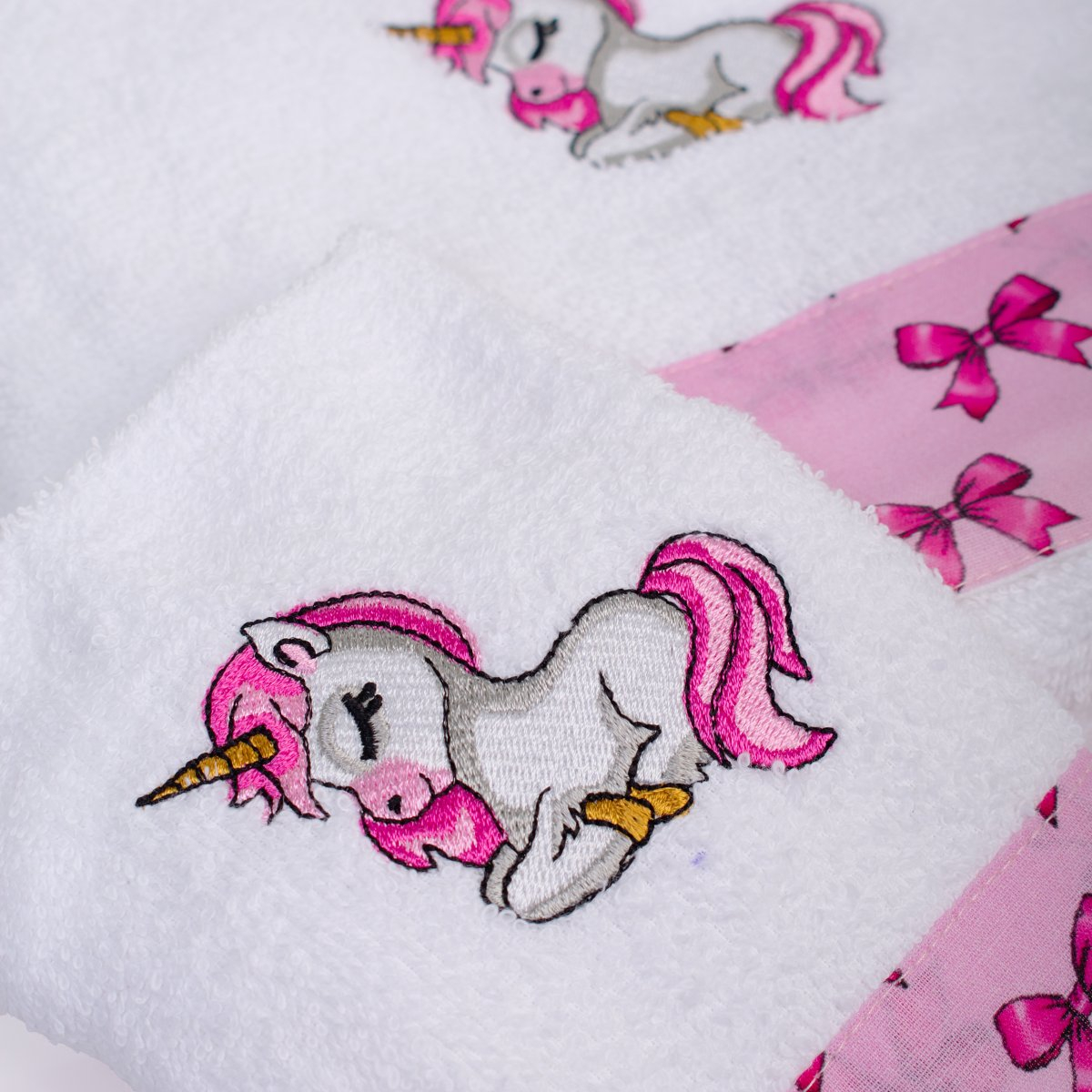 Παιδικές Πετσέτες (Σετ 2Τμχ) Dimcol Unicorn 188 White-Pink Home Βρεφικά Προίκα Μωρού - Βρεφικές Spitishop