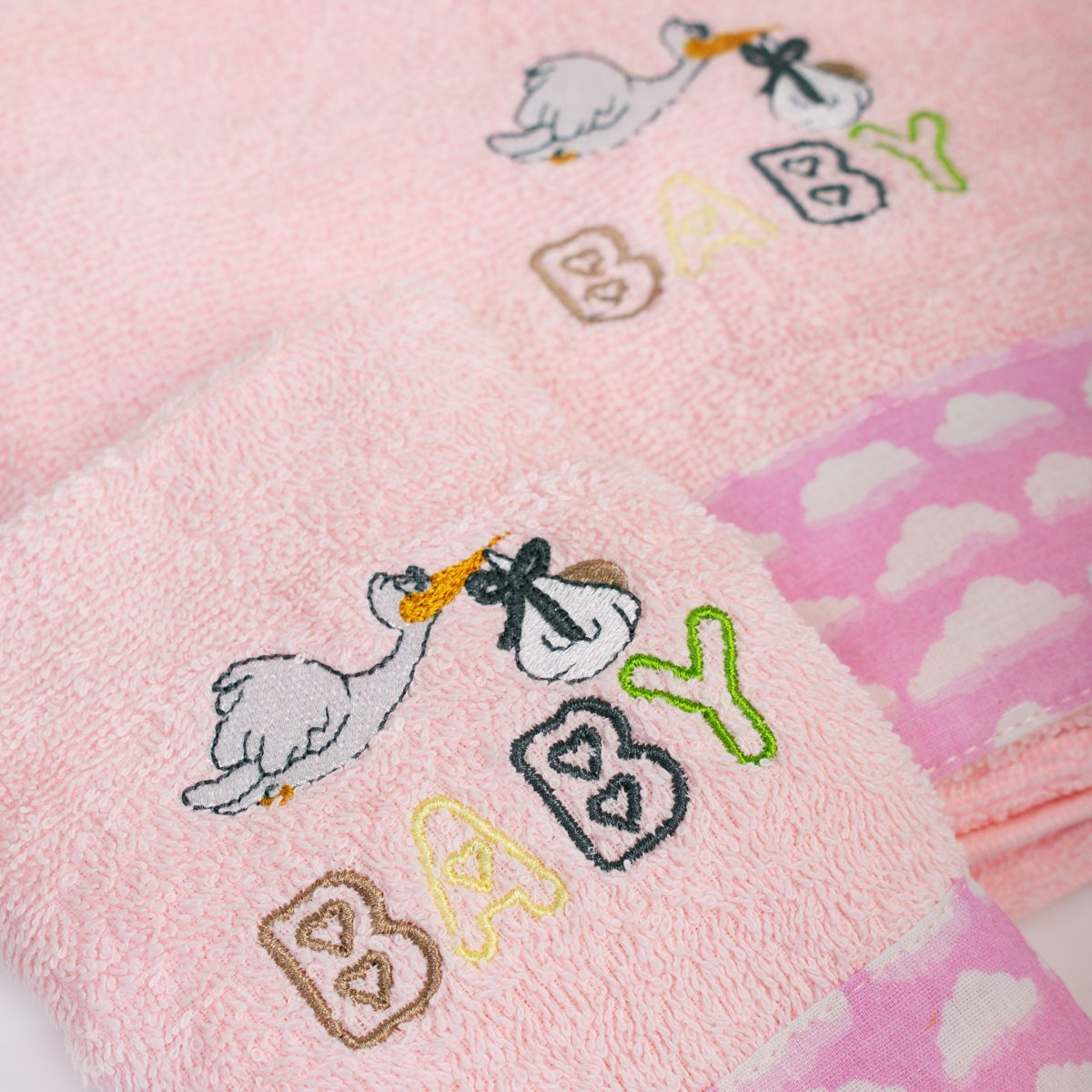Παιδικές Πετσέτες (Σετ 2Τμχ) Dimcol Stork 192 Pink Home Βρεφικά Προίκα Μωρού - Βρεφικές Spitishop