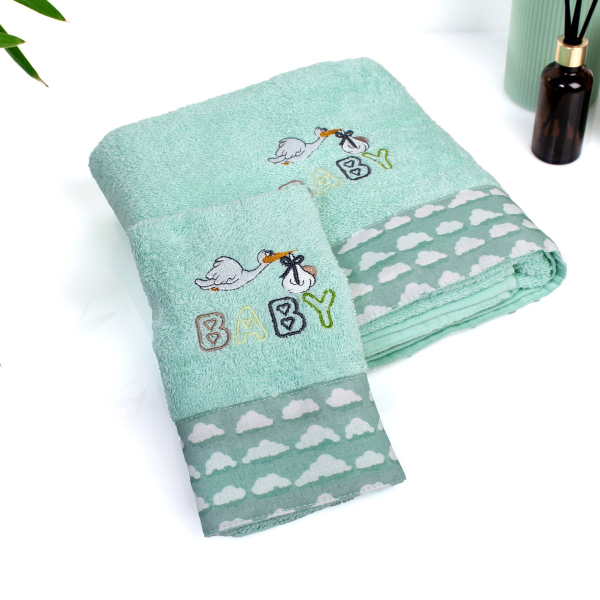Παιδικές Πετσέτες (Σετ 2τμχ) Dimcol Stork 195 Mint