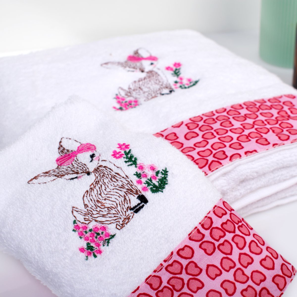 Παιδικές Πετσέτες (Σετ 2τμχ) Dimcol Deer 197 White-Pink