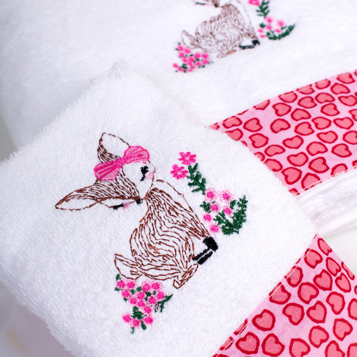 Παιδικές Πετσέτες (Σετ 2Τμχ) Dimcol Deer 197 White-Pink Home Βρεφικά Προίκα Μωρού - Βρεφικές Spitishop