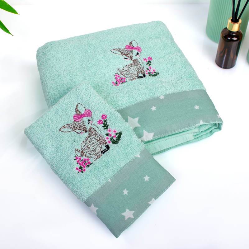 Παιδικές Πετσέτες (Σετ 2τμχ) Dimcol Deer 199 Mint