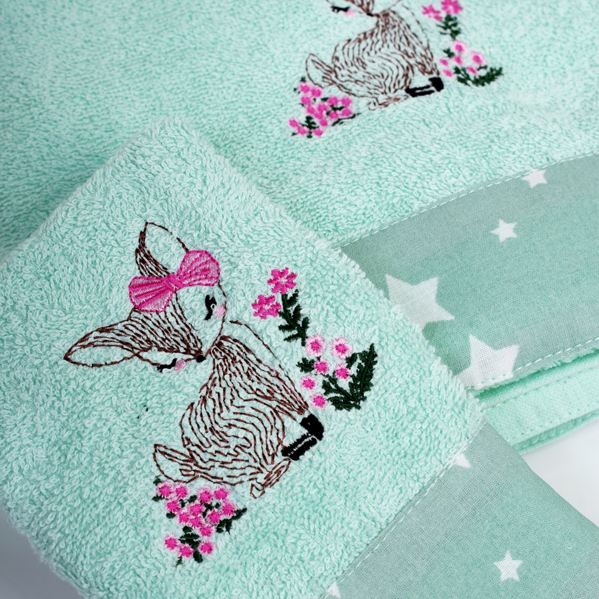 Παιδικές Πετσέτες (Σετ 2Τμχ) Dimcol Deer 199 Mint Home Βρεφικά Προίκα Μωρού - Βρεφικές Spitishop