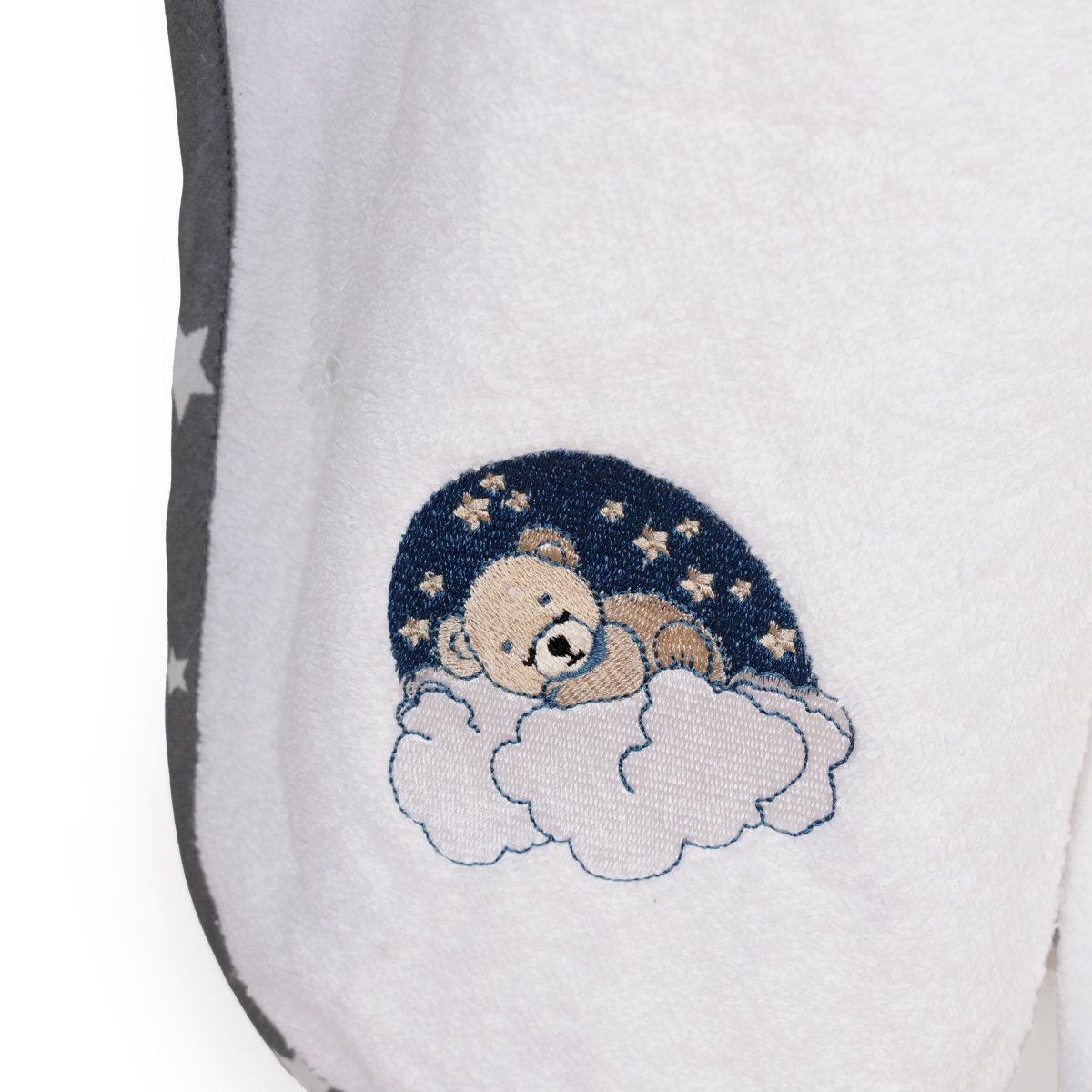 Βρεφική Κάπα (75X85) Dimcol Cloudy Bear 176 White-Grey Home Βρεφικά Προίκα Μωρού Κάπες Βρεφικές Spitishop