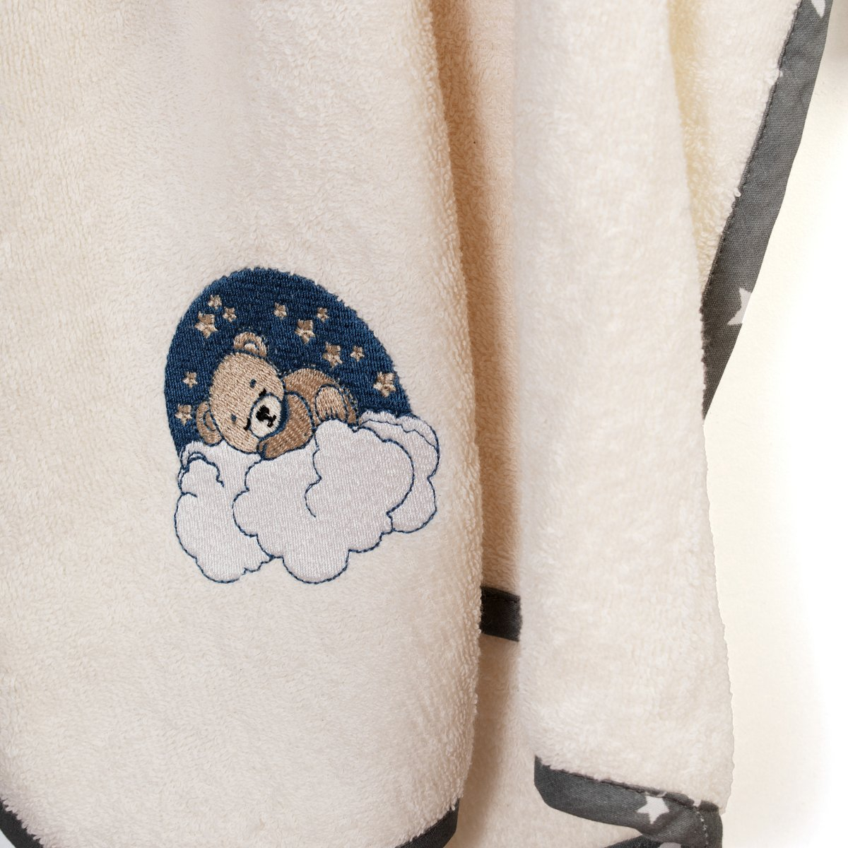 Βρεφική Κάπα (75X85) Dimcol Cloudy Bear 177 Ecru-Grey Home Βρεφικά Προίκα Μωρού Κάπες Βρεφικές Spitishop