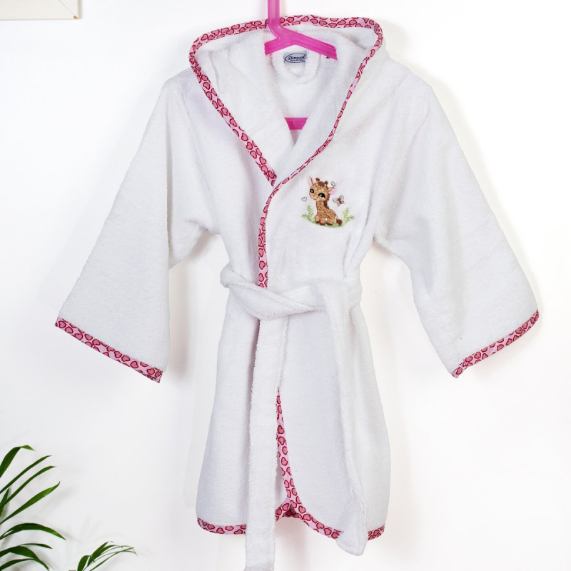 Βρεφικό Μπουρνούζι Dimcol Giraffe 172 White-Pink