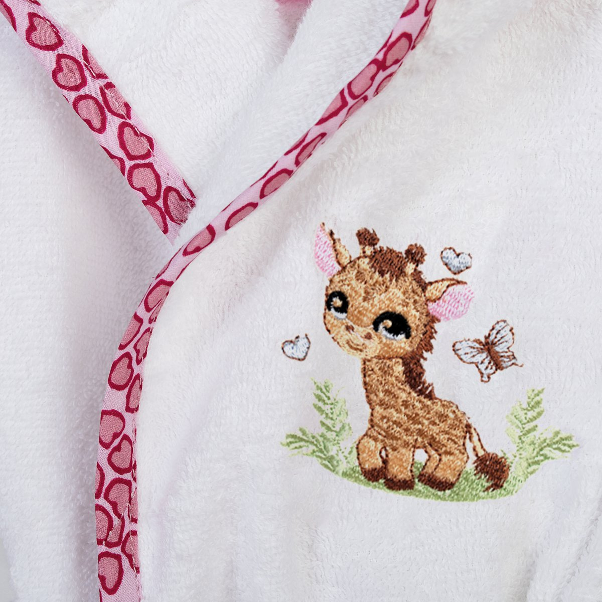 Βρεφικό Μπουρνούζι Dimcol Giraffe 172 White-Pink No04 Home Παιδικά Μπουρνούζια - Βρεφικά Spitishop