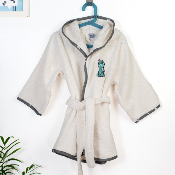 Βρεφικό Μπουρνούζι Dimcol Dinosaur 181 Ecru-Grey