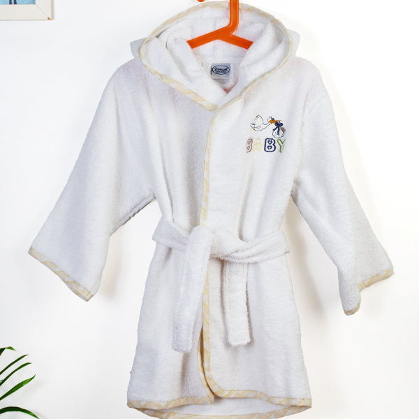 Βρεφικό Μπουρνούζι Dimcol Stork 193 White-Yellow