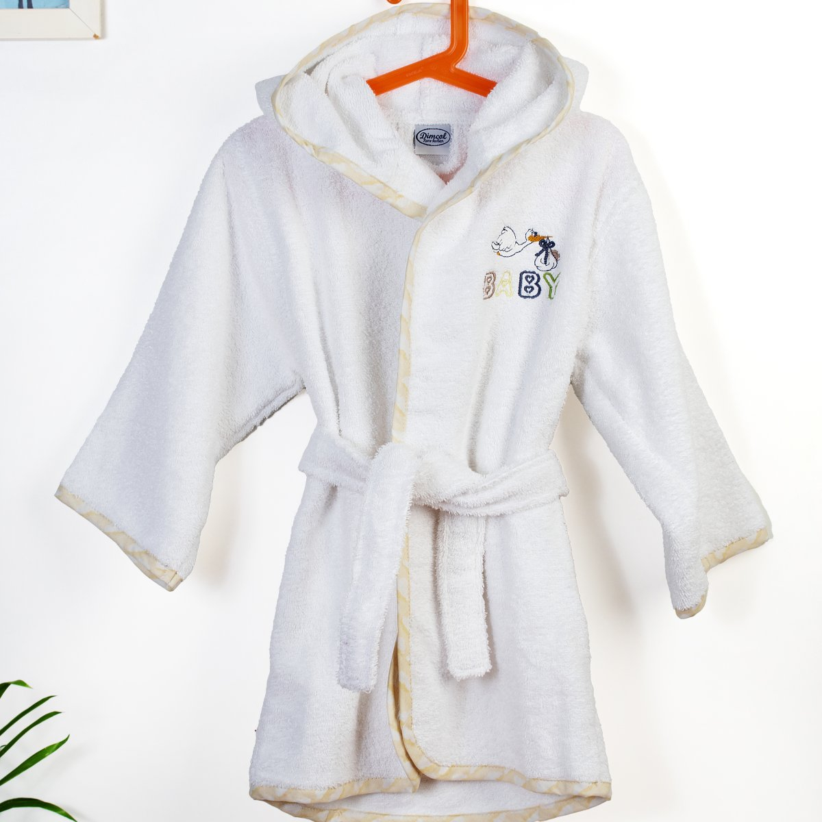 Βρεφικό Μπουρνούζι Dimcol Stork 193 White-Yellow No04 No04