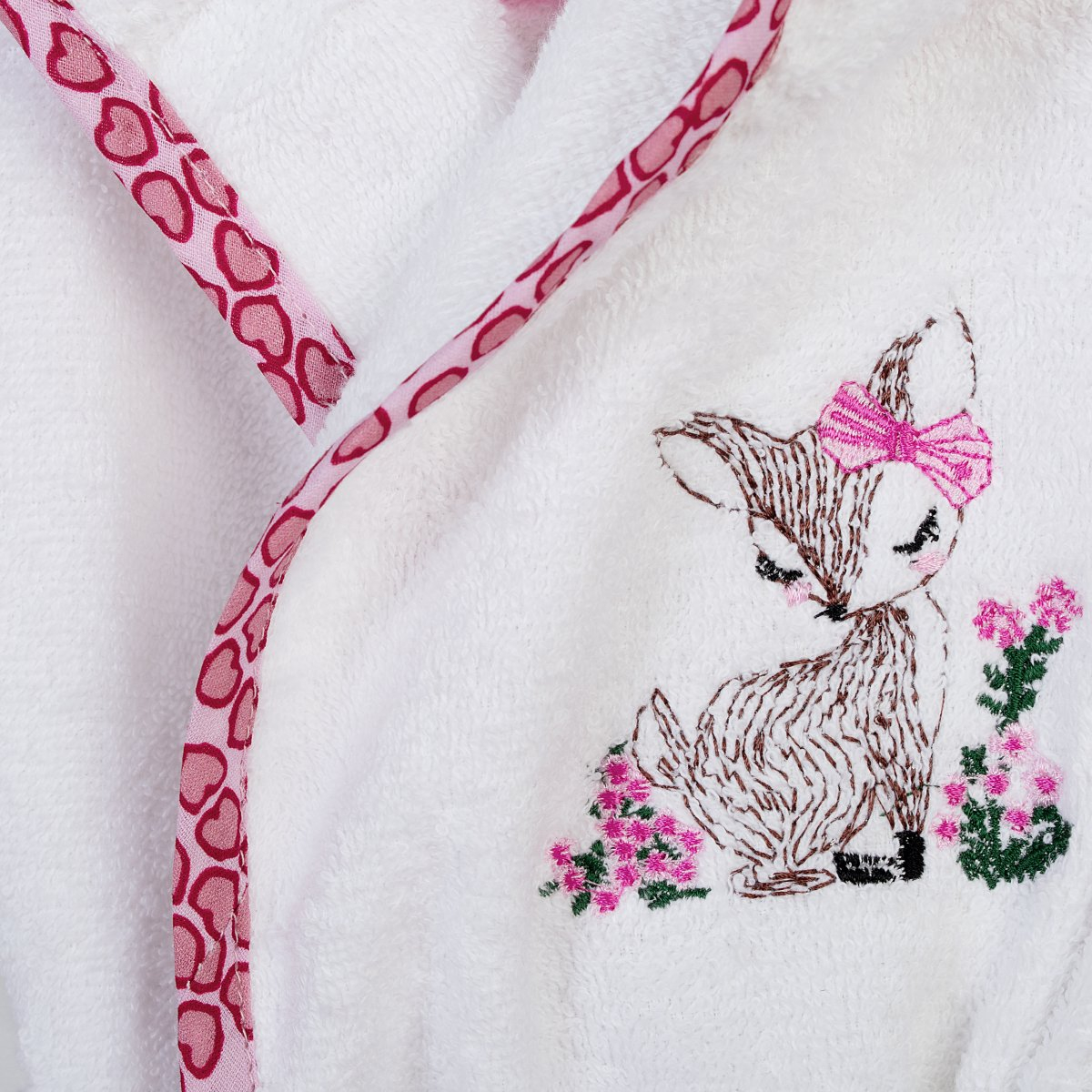 Βρεφικό Μπουρνούζι Dimcol Deer 197 White-Pink No04 Home Παιδικά Μπουρνούζια - Βρεφικά Spitishop