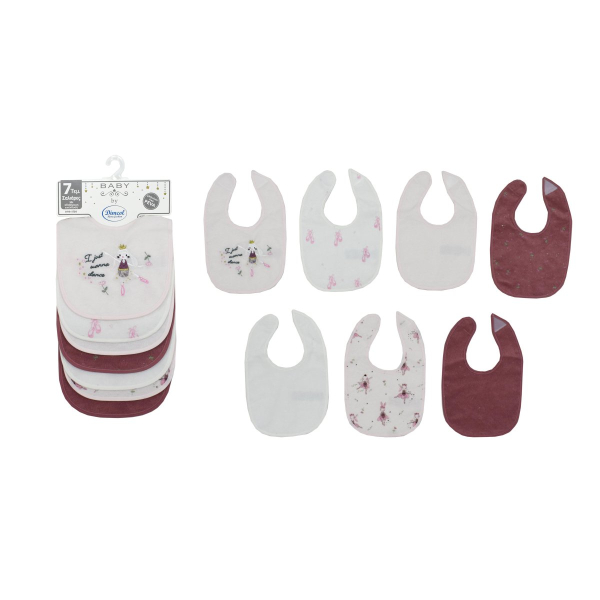 Σαλιάρες Αδιάβροχες (Σετ 7τμχ) Dimcol Ballerina 07 White-Pink