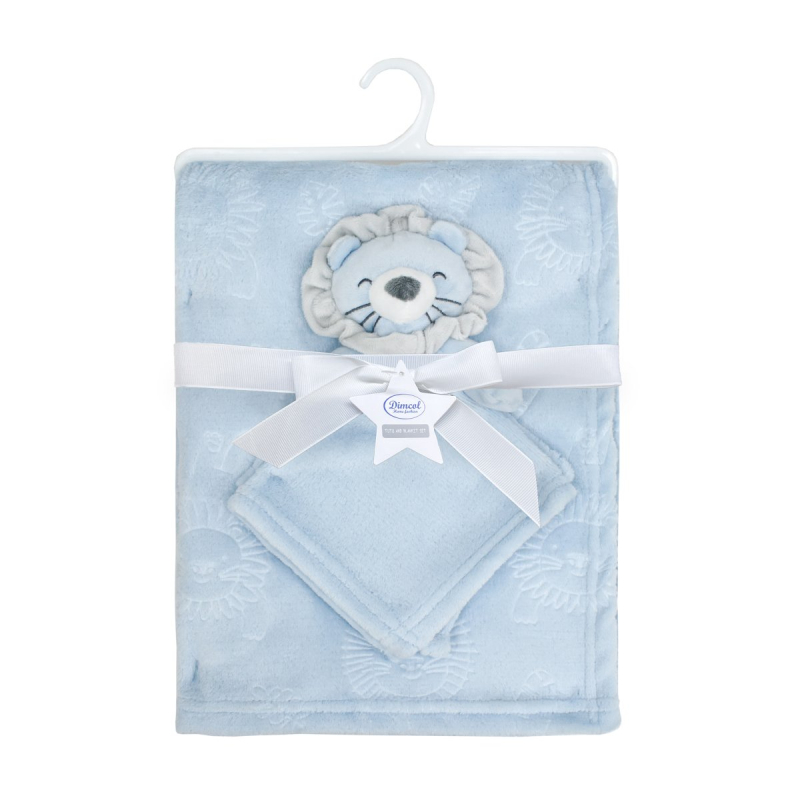 Κουβέρτα Fleece Αγκαλιάς (75x100) + Πανάκι Παρηγοριάς Dimcol Lion 09 Sky Blue