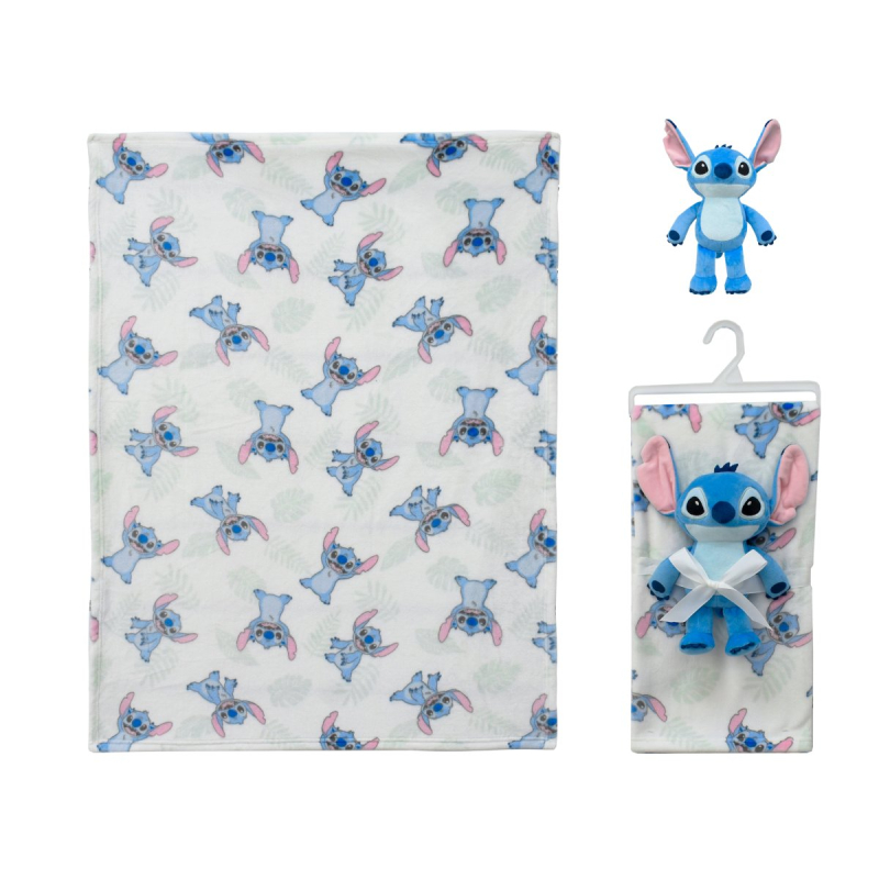 Κουβέρτα Fleece Αγκαλιάς (75x100) + Λούτρινο Dimcol Stitch 28 White-Blue